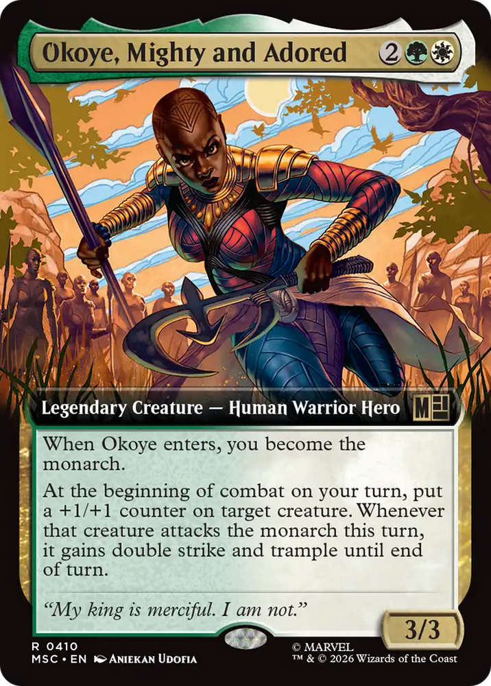 Okoye, Mighty and Adored (Extended Art) [Marvel Super Heroes Commander] Magic: The Gathering