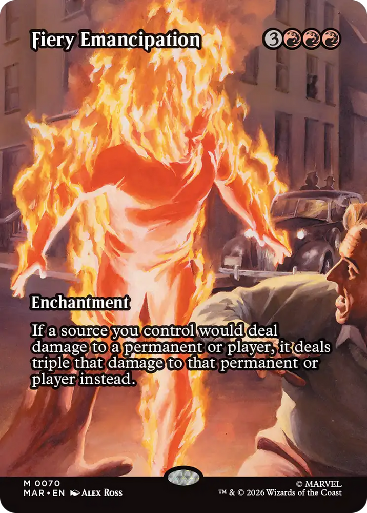Fiery Emancipation (Borderless) [Marvel Universe: Eternal-Legal] Magic: The Gathering