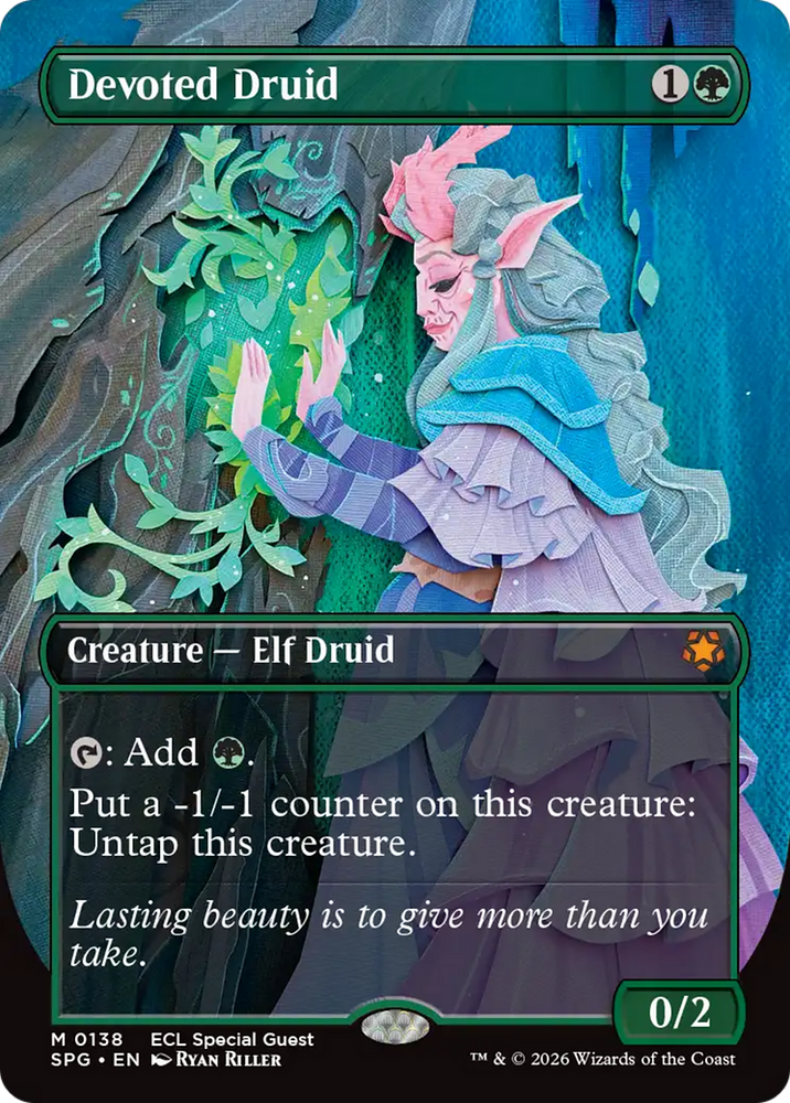 Devoted Druid (Borderless) [Lorwyn Eclipsed Special Guests] Magic: The Gathering