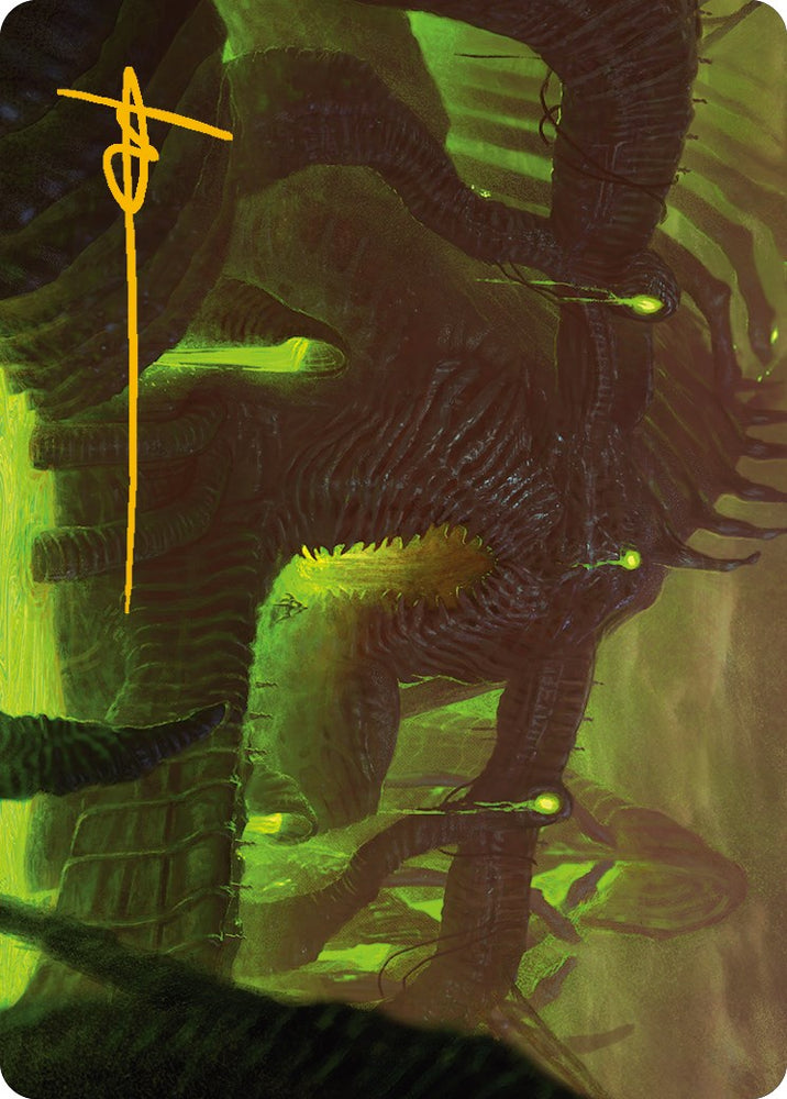 The Dross Pits Art Card (Gold-Stamped Signature) [Phyrexia: All Will Be One Art Series] Magic: The Gathering