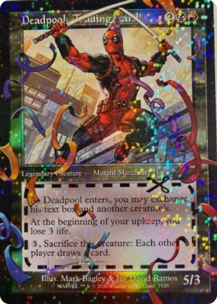 Deadpool, Trading Card (7129) (Pool Party Foil) [Secret Lair Drop Series] Magic: The Gathering