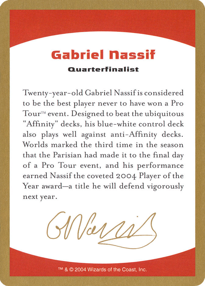 Gabriel Nassif Bio [World Championship Decks 2004] Magic: The Gathering