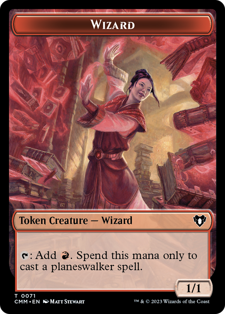 Chandra, Awakened Inferno Emblem // Wizard Double-Sided Token [Commander Masters Tokens] Magic: The Gathering