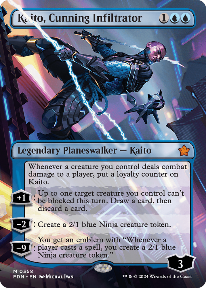 Kaito, Cunning Infiltrator (Borderless) [Foundations] Magic: The Gathering