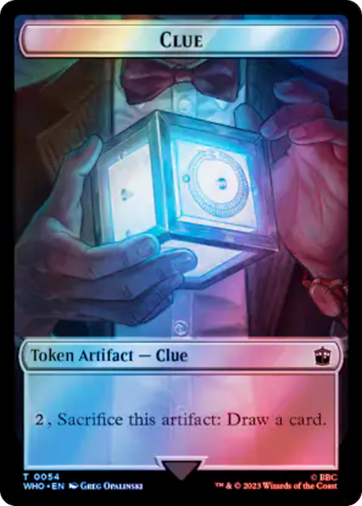 Alien Angel // Clue (0053) Double-Sided Token (Surge Foil) [Doctor Who Tokens] Magic: The Gathering