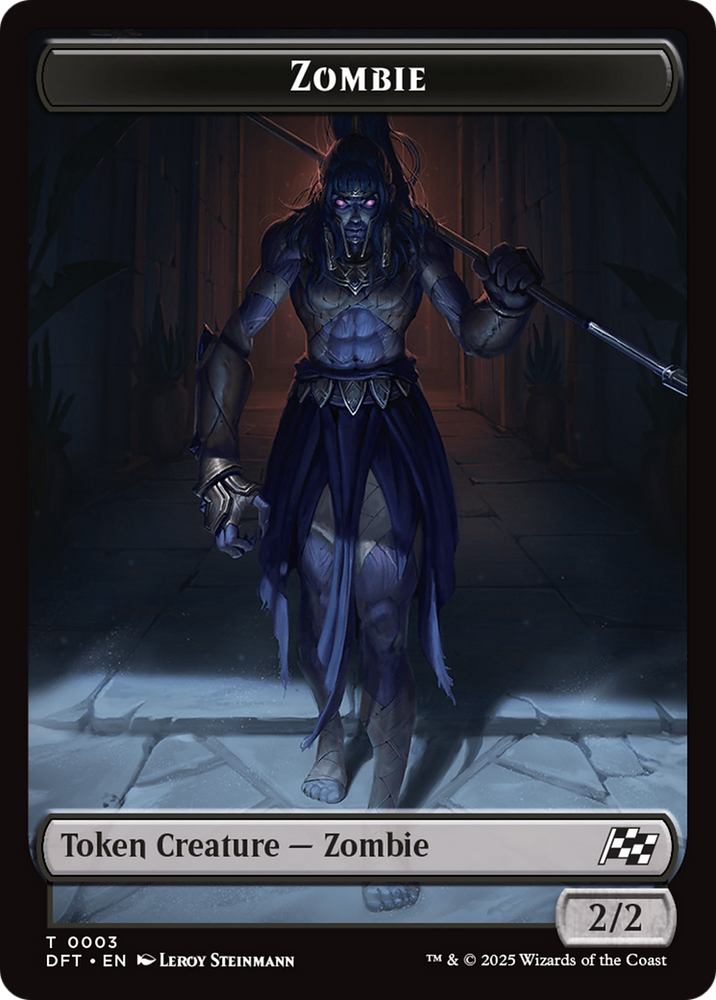 Zombie Warrior // Zombie (0003) Double-Sided Token [Aetherdrift Tokens] Magic: The Gathering