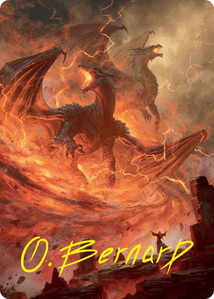 Rite of the Dragoncaller Art Card (38/54) (Gold-Stamped Signature) [Foundations Art Series] Magic: The Gathering