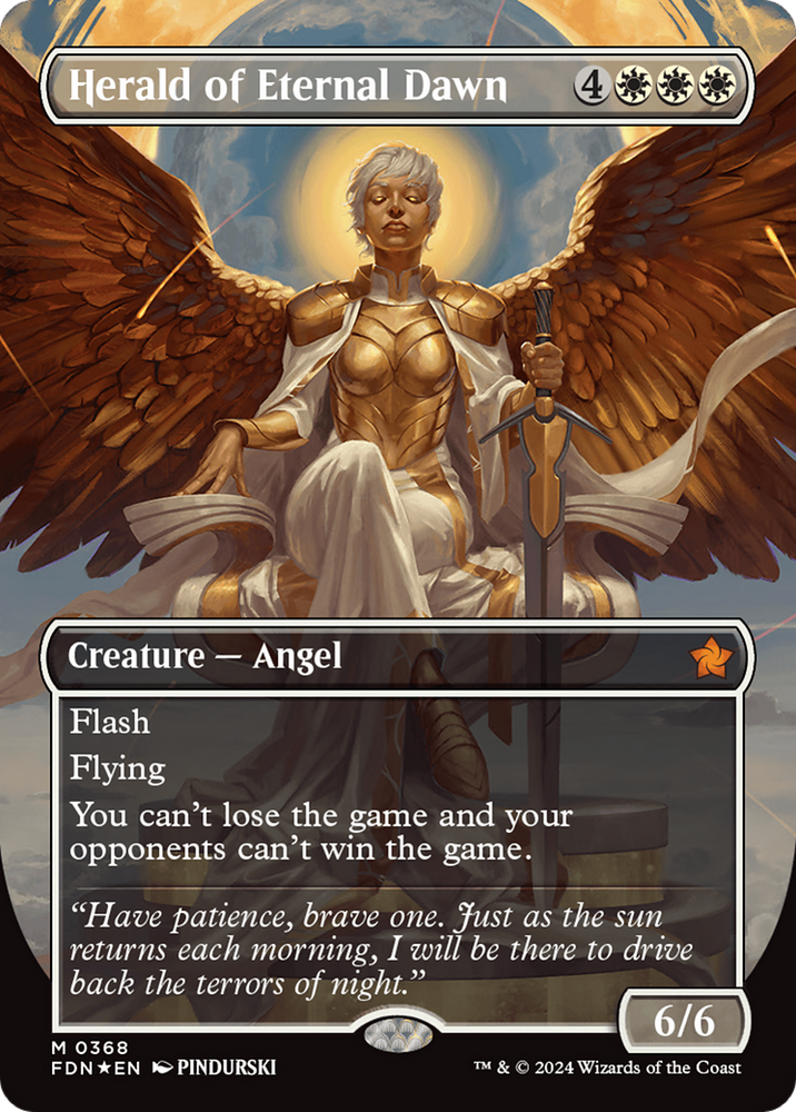 Herald of Eternal Dawn (Borderless) (Mana Foil) [Foundations] Magic: The Gathering