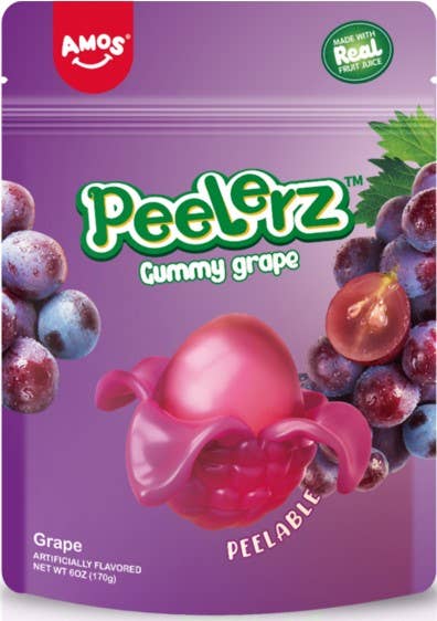 Amos Peelerz Gummy Grape, 6oz Bag, 12ct