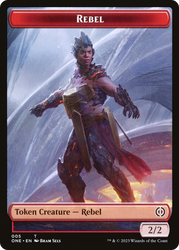 Rebel // Koth, Fire of Resistance Emblem Double-Sided Token [Phyrexia: All Will Be One Tokens] Magic: The Gathering