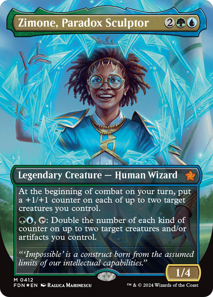 Zimone, Paradox Sculptor (Borderless) (Mana Foil) [Foundations] Magic: The Gathering