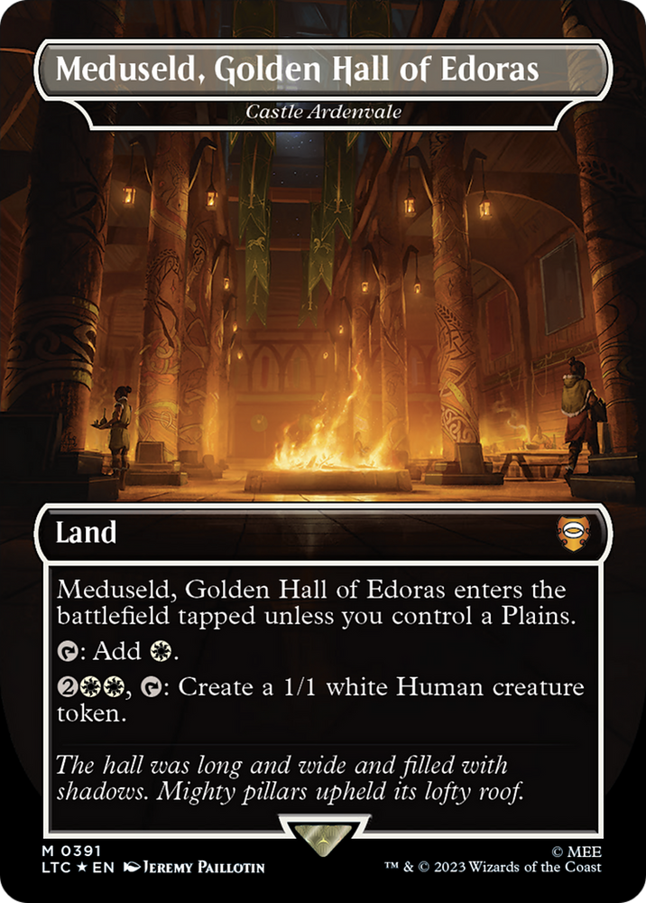 Meduseld, Golden Hall of Edoras - Castle Ardenvale (Borderless) (Surge Foil Realms and Relics) [The Lord of the Rings: Tales of Middle-Earth Commander] Magic: The Gathering