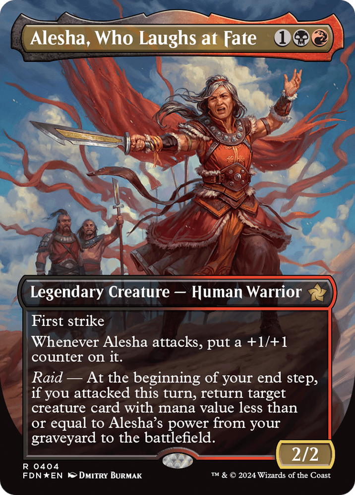 Alesha, Who Laughs at Fate (Borderless) (Mana Foil) [Foundations] Magic: The Gathering