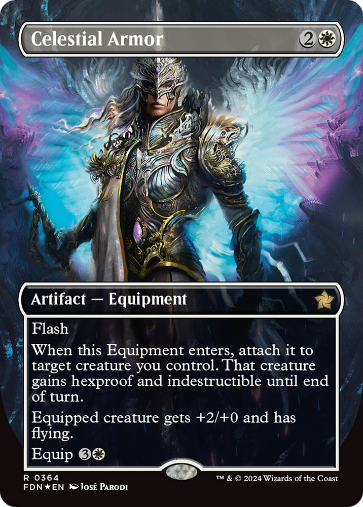 Celestial Armor (Borderless) (Mana Foil) [Foundations] Magic: The Gathering