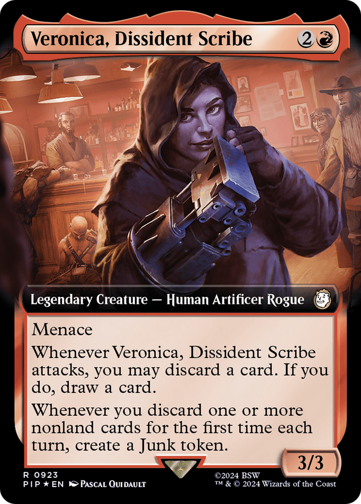 Veronica, Dissident Scribe (Extended Art) (Surge Foil) [Fallout] Magic: The Gathering