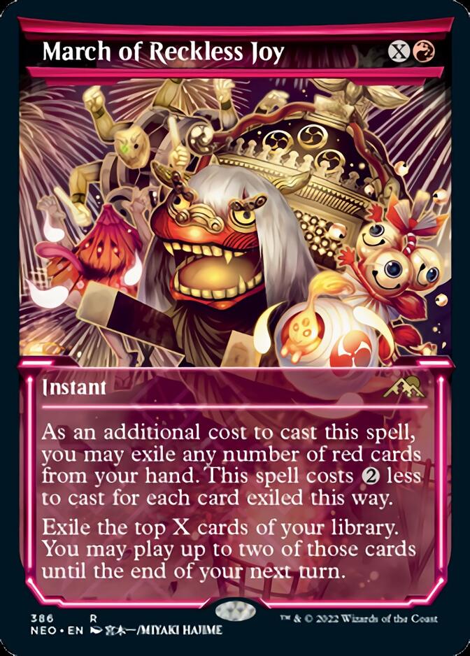 March of Reckless Joy (Showcase Soft Glow) [Kamigawa: Neon Dynasty] Magic: The Gathering