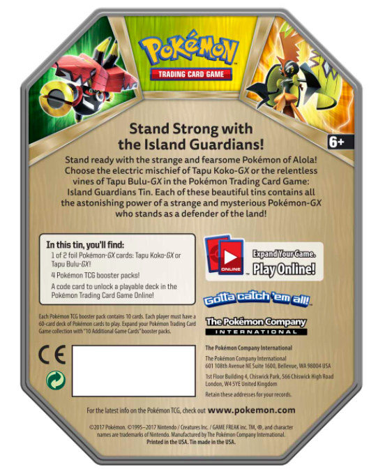 Island Guardians Tin (Tapu Koko GX) Pokémon