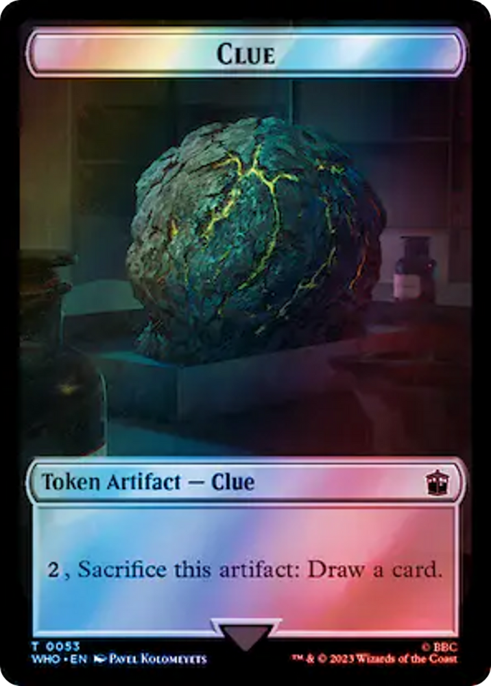 Horse // Clue (0053) Double-Sided Token (Surge Foil) [Doctor Who Tokens] Magic: The Gathering