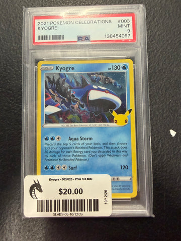 Kyogre - 003/025 - PSA 9.0 MINT -  (Holo Rare) Pokemon
