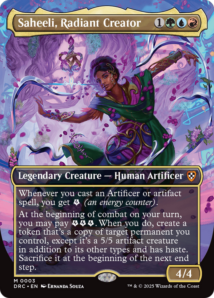 Saheeli, Radiant Creator (Borderless) [Aetherdrift Commander] Magic: The Gathering