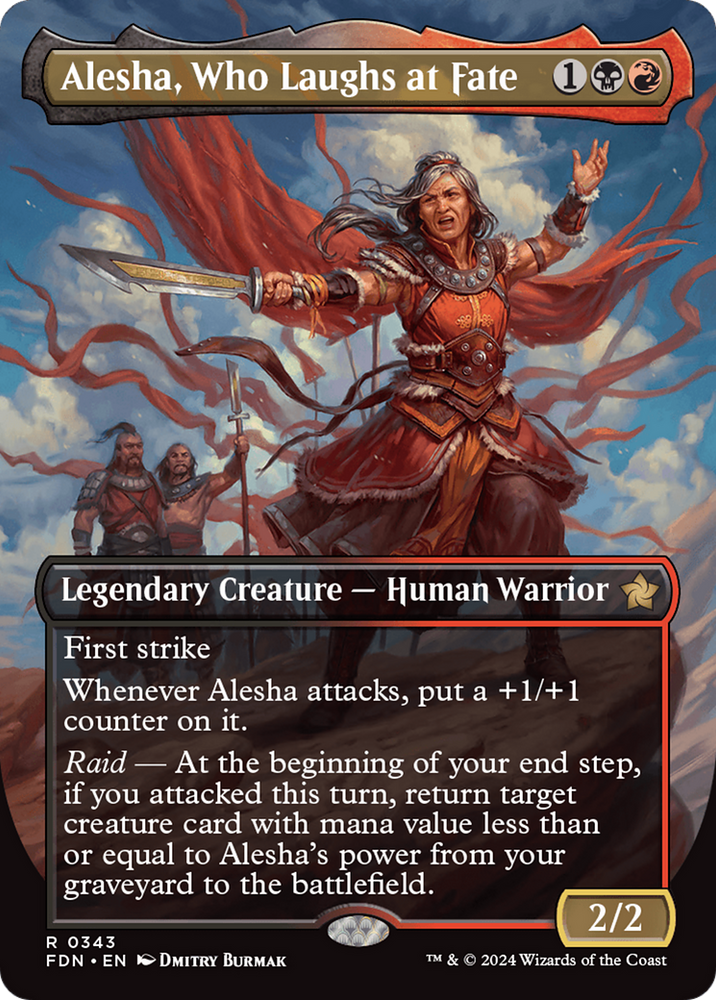 Alesha, Who Laughs at Fate (Borderless) [Foundations] Magic: The Gathering