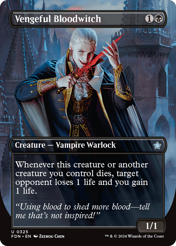 Vengeful Bloodwitch (Borderless) [Foundations] Magic: The Gathering