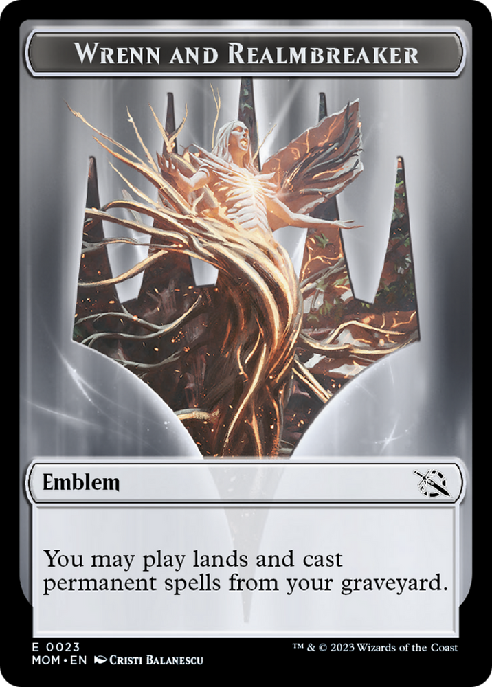 Wrenn and Realmbreaker Emblem [March of the Machine Tokens] Magic: The Gathering