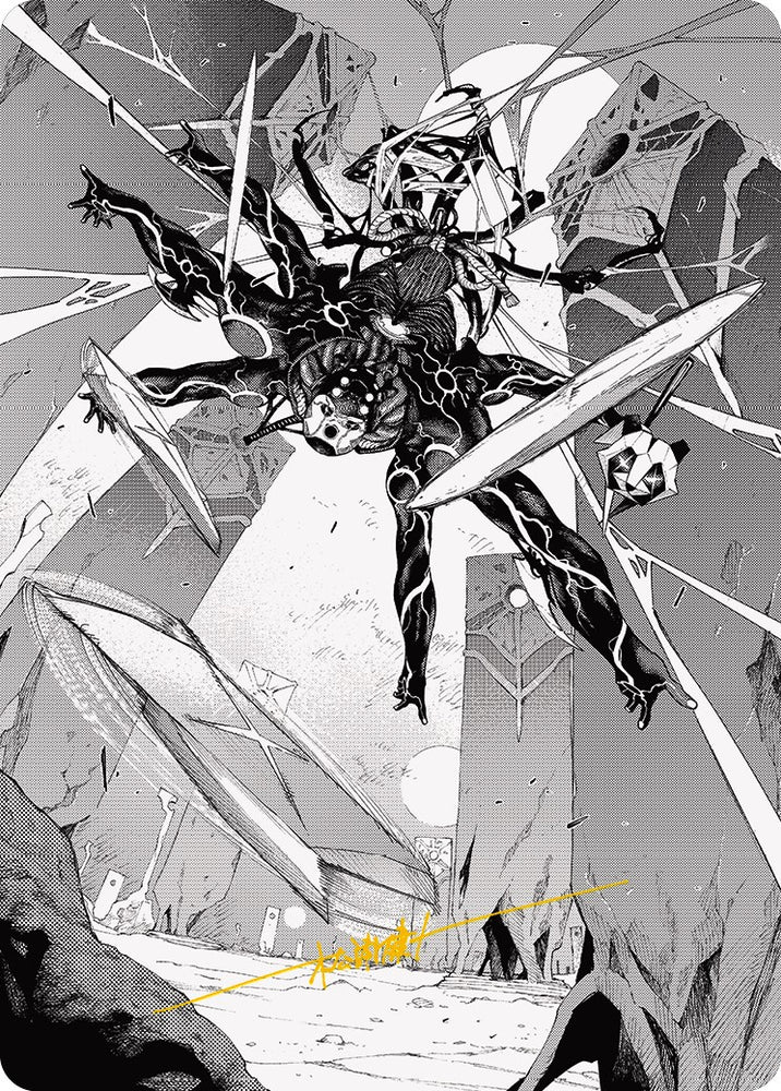 Kaito, Dancing Shadow 2 Art Card (Gold-Stamped Signature) [Phyrexia: All Will Be One Art Series] Magic: The Gathering