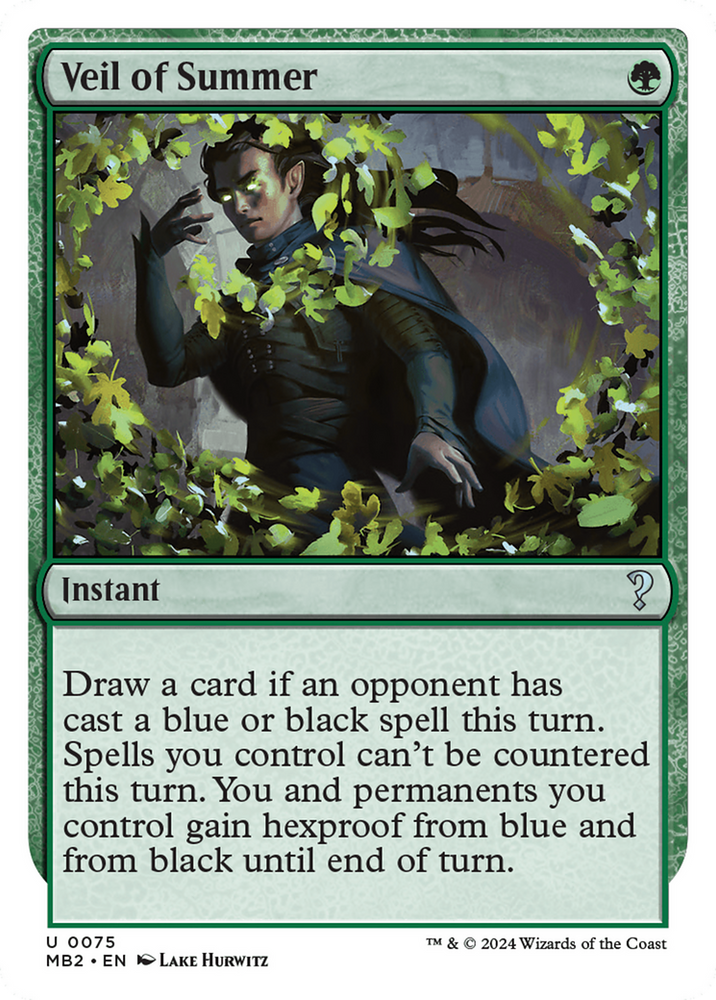 Veil of Summer (White Border) [Mystery Booster 2] Magic: The Gathering