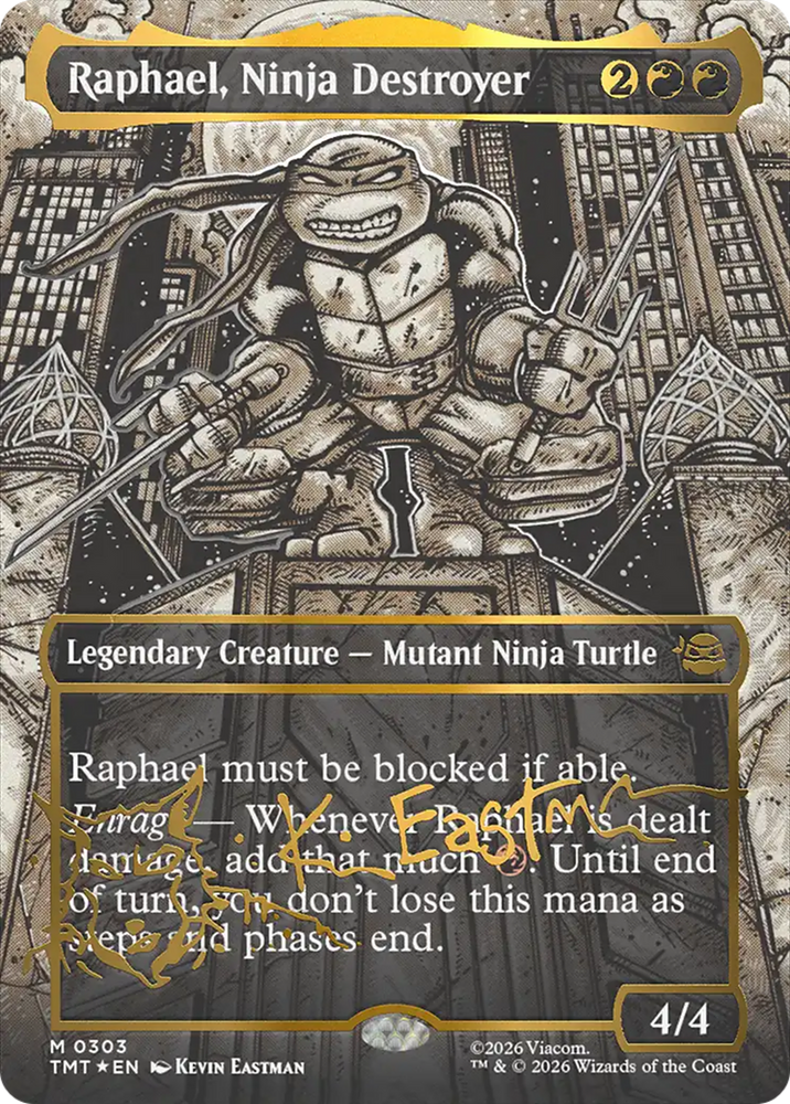 Raphael, Ninja Destroyer (Borderless) (Gold-Stamped Signature) [Teenage Mutant Ninja Turtles] Magic: The Gathering