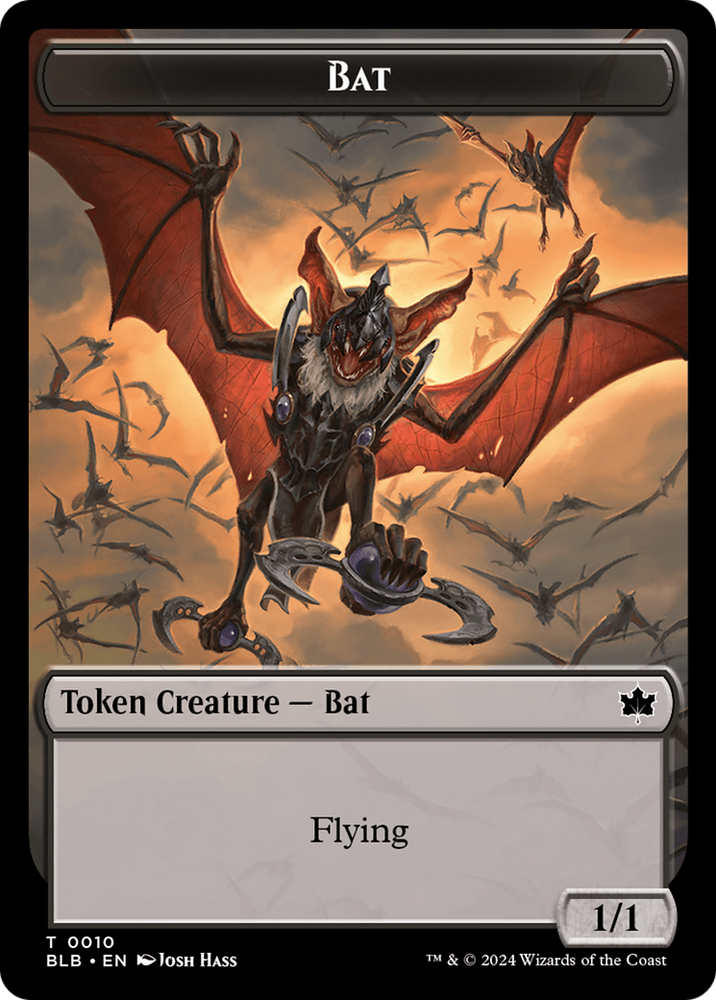 Bat // Warren Warleader Double-Sided Token [Bloomburrow Tokens] Magic: The Gathering