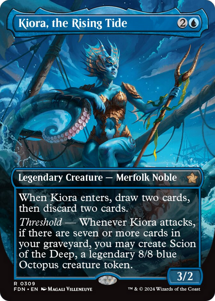 Kiora, the Rising Tide (Borderless) [Foundations] Magic: The Gathering