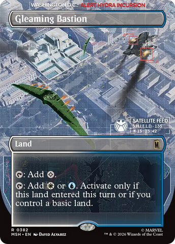 Gleaming Bastion (Borderless) [Marvel Super Heroes] Magic: The Gathering
