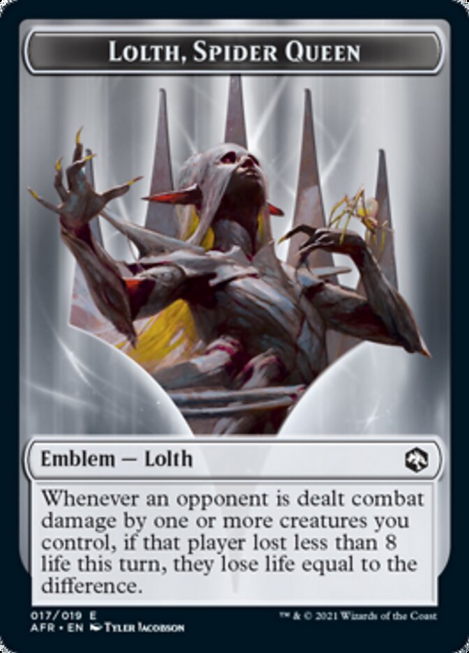 Treasure // Lolth, Spider Queen Emblem Double-Sided Token [Dungeons & Dragons: Adventures in the Forgotten Realms Tokens] Magic: The Gathering