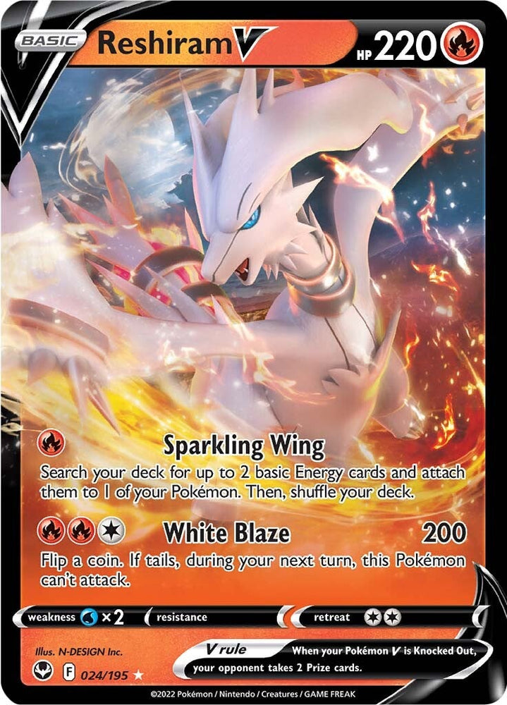 Reshiram V (024/195) [Sword & Shield: Silver Tempest] Pokémon