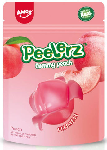 Amos Peelerz Gummy Peach 6oz, 12ct