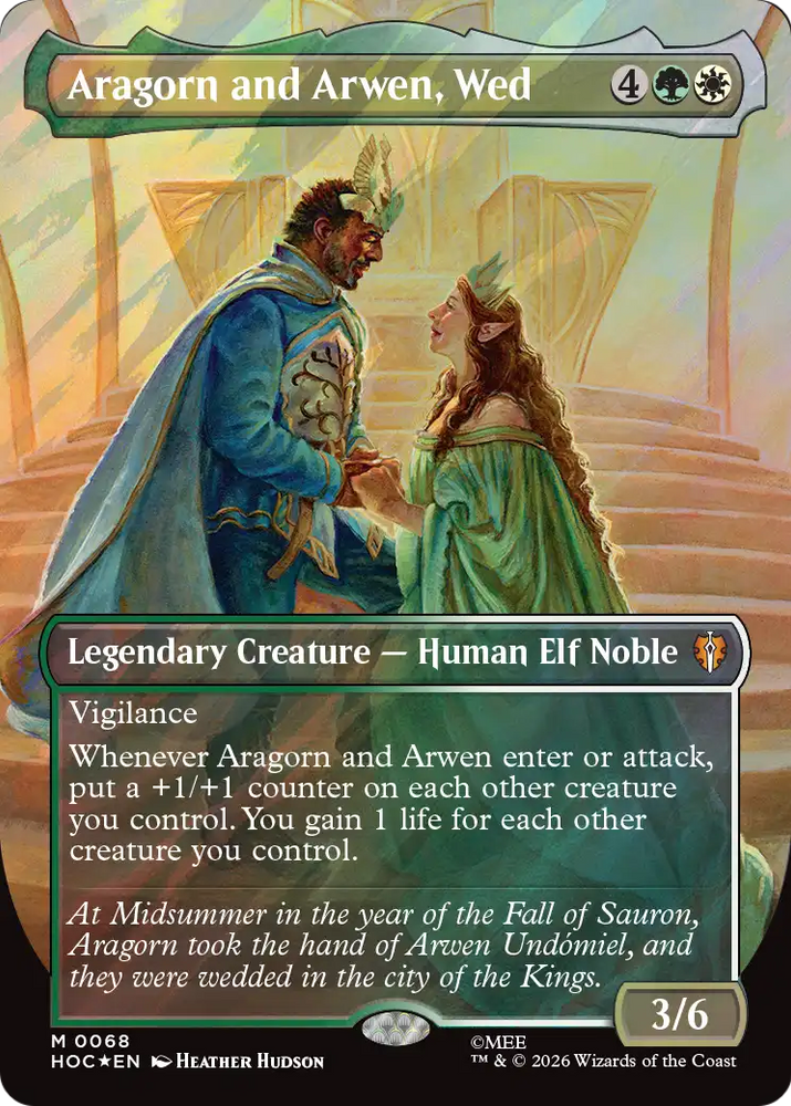 Aragorn and Arwen, Wed (Borderless) (Surge Foil) [The Hobbit] Magic: The Gathering