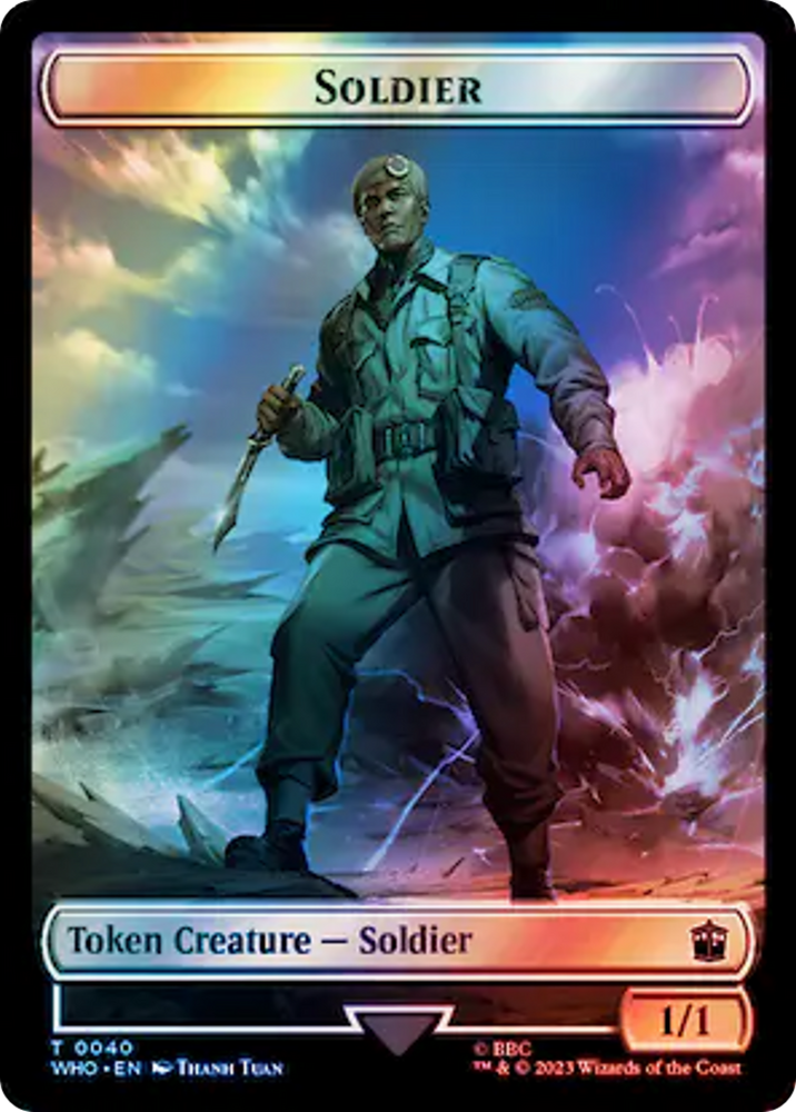 Soldier // Mutant Double-Sided Token (Surge Foil) [Doctor Who Tokens] Magic: The Gathering