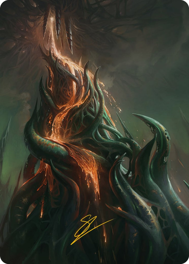 Copperline Gorge Art Card (Gold-Stamped Signature) [Phyrexia: All Will Be One Art Series] Magic: The Gathering