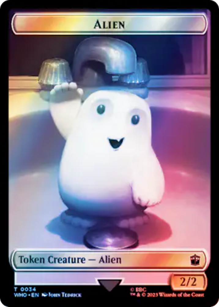 Alien // Alien Salamander Double-Sided Token (Surge Foil) [Doctor Who Tokens] Magic: The Gathering
