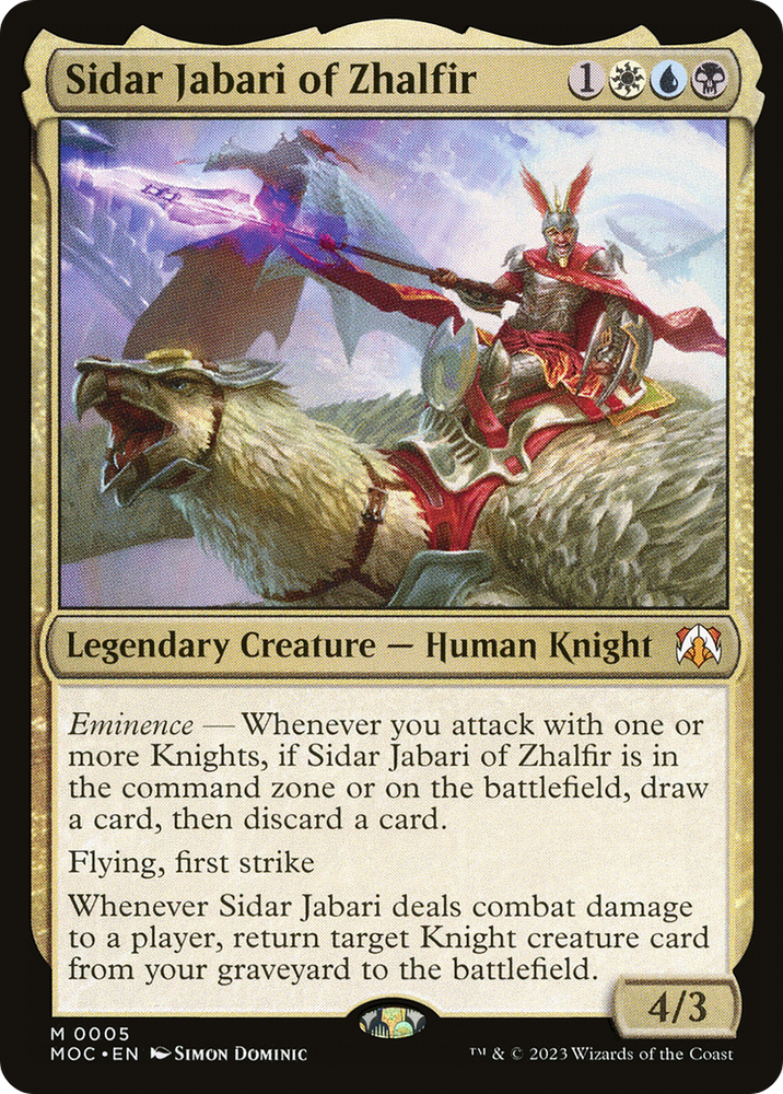 Sidar Jabari of Zhalfir [March of the Machine Commander] Magic: The Gathering
