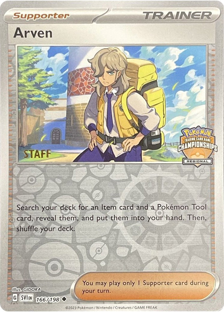 Arven (166/198) (Staff Regional Championships) [League & Championship Cards] Pokémon