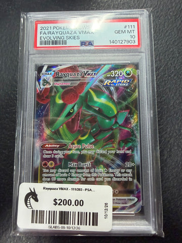 Rayquaza VMAX - 111/203 - PSA 10.0 GEM - MT -  (Ultra Rare) Pokemon