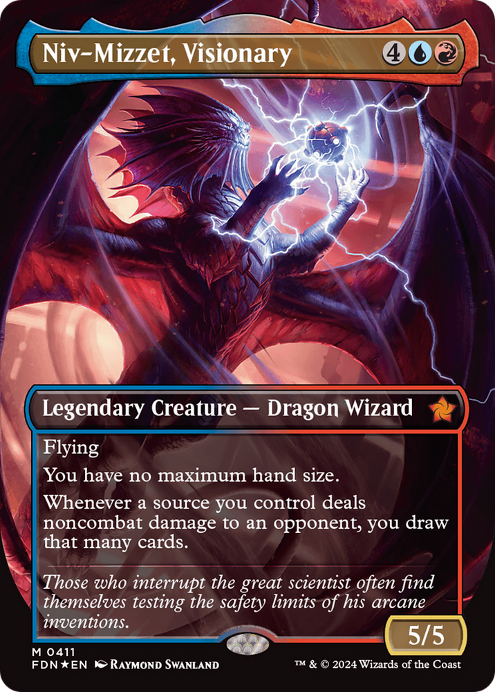 Niv-Mizzet, Visionary (Borderless) (Mana Foil) [Foundations] Magic: The Gathering
