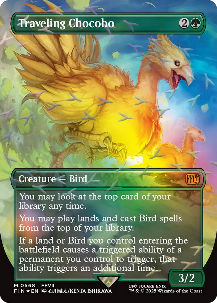Traveling Chocobo (Borderless) (Chocobo Track Foil) [FINAL FANTASY] Magic: The Gathering