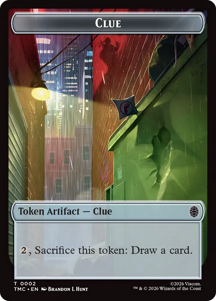 Treasure // Clue Double-Sided Token [Teenage Mutant Ninja Turtles Commander Tokens] Magic: The Gathering