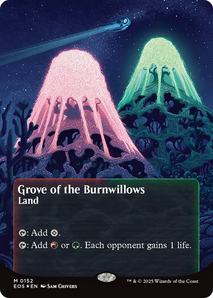 Grove of the Burnwillows (0152) (Borderless) (Galaxy Foil) [Edge of Eternities: Stellar Sights] Magic: The Gathering