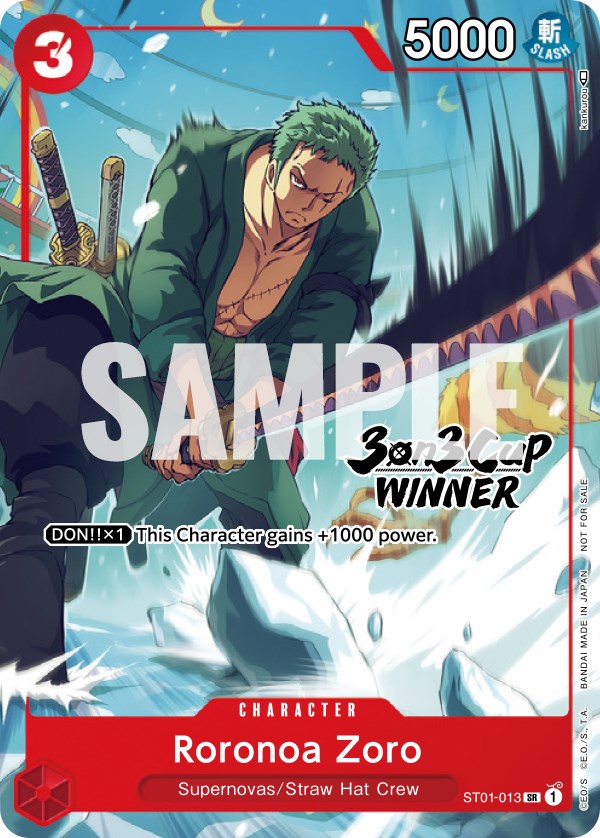 Roronoa Zoro (3-on-3 Cup) [Winner] [One Piece Promotion Cards] Bandai
