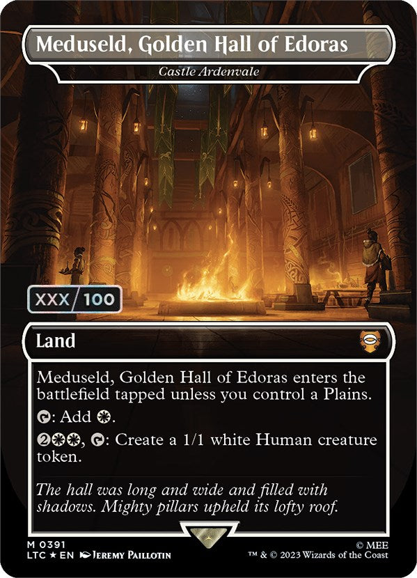 Meduseld, Golden Hall of Edoras - Castle Ardenvale (Borderless) (Serialized) [The Lord of the Rings: Tales of Middle-Earth Commander] Magic: The Gathering