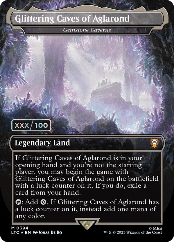 Glittering Caves of Aglarond - Gemstone Caverns (Borderless) (Serialized) [The Lord of the Rings: Tales of Middle-Earth Commander] Magic: The Gathering